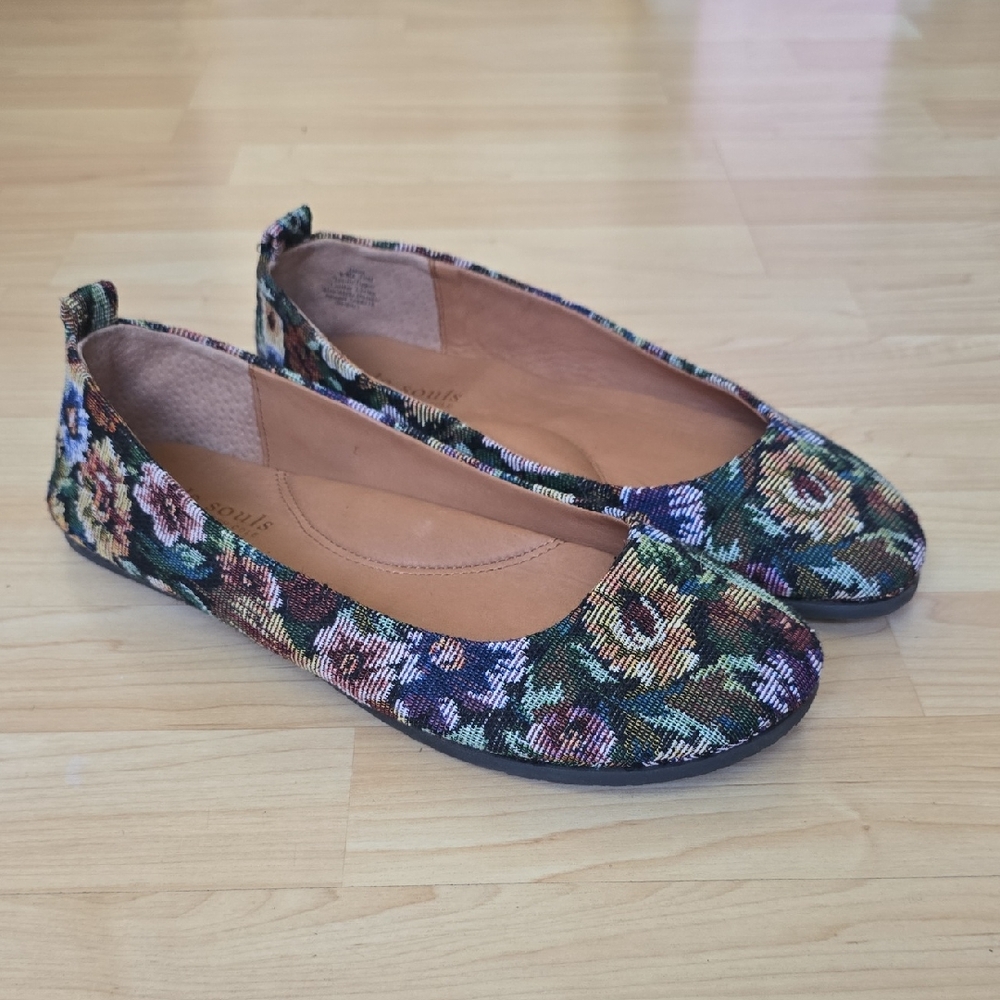 Gentle Souls Dana Comfort Y2K Slip On Tapestry Loafer Ballet Flat Floral Sz 10M